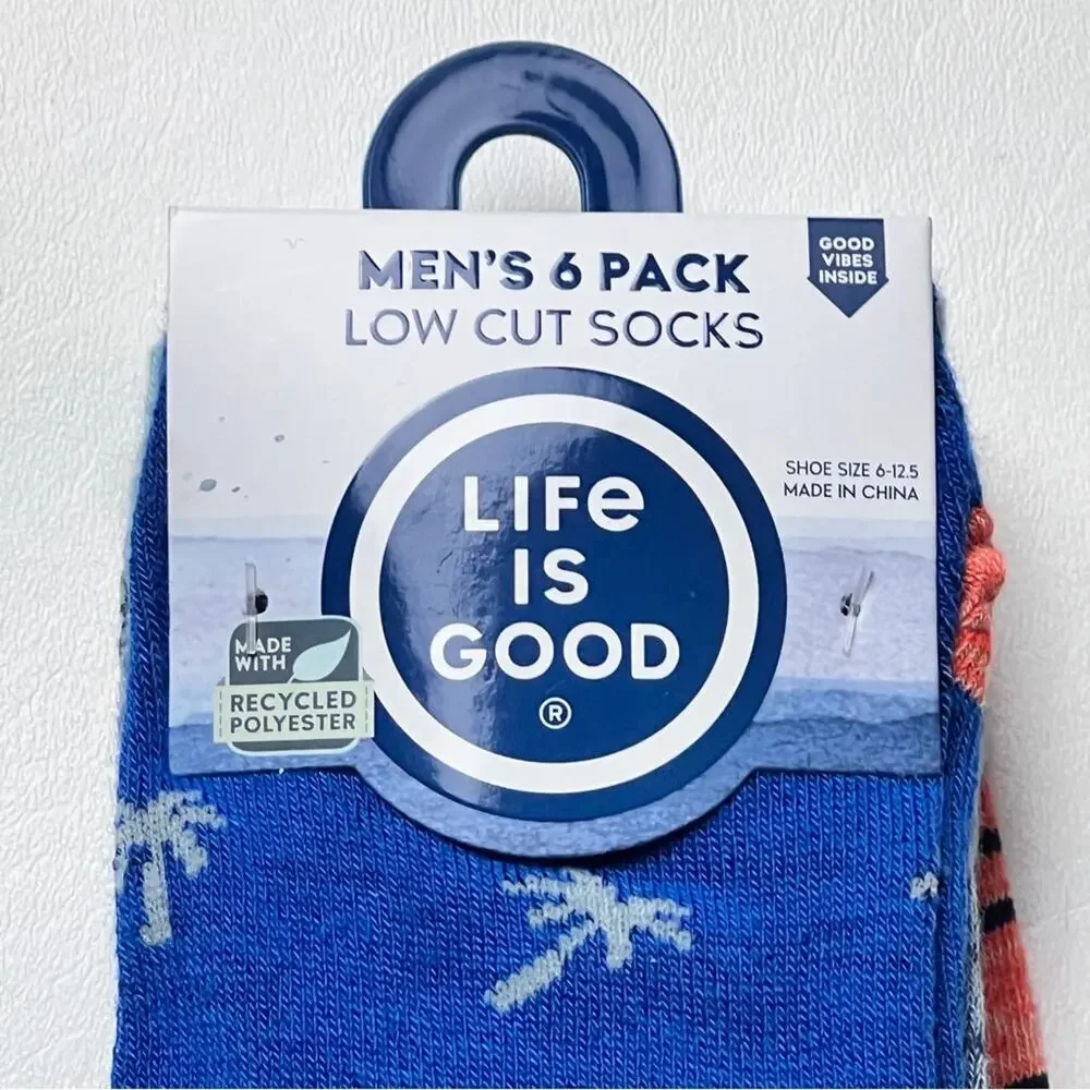 LIFE IS GOOD Men's Lightweight Low Cut Multi 6 Pack Sock Set
